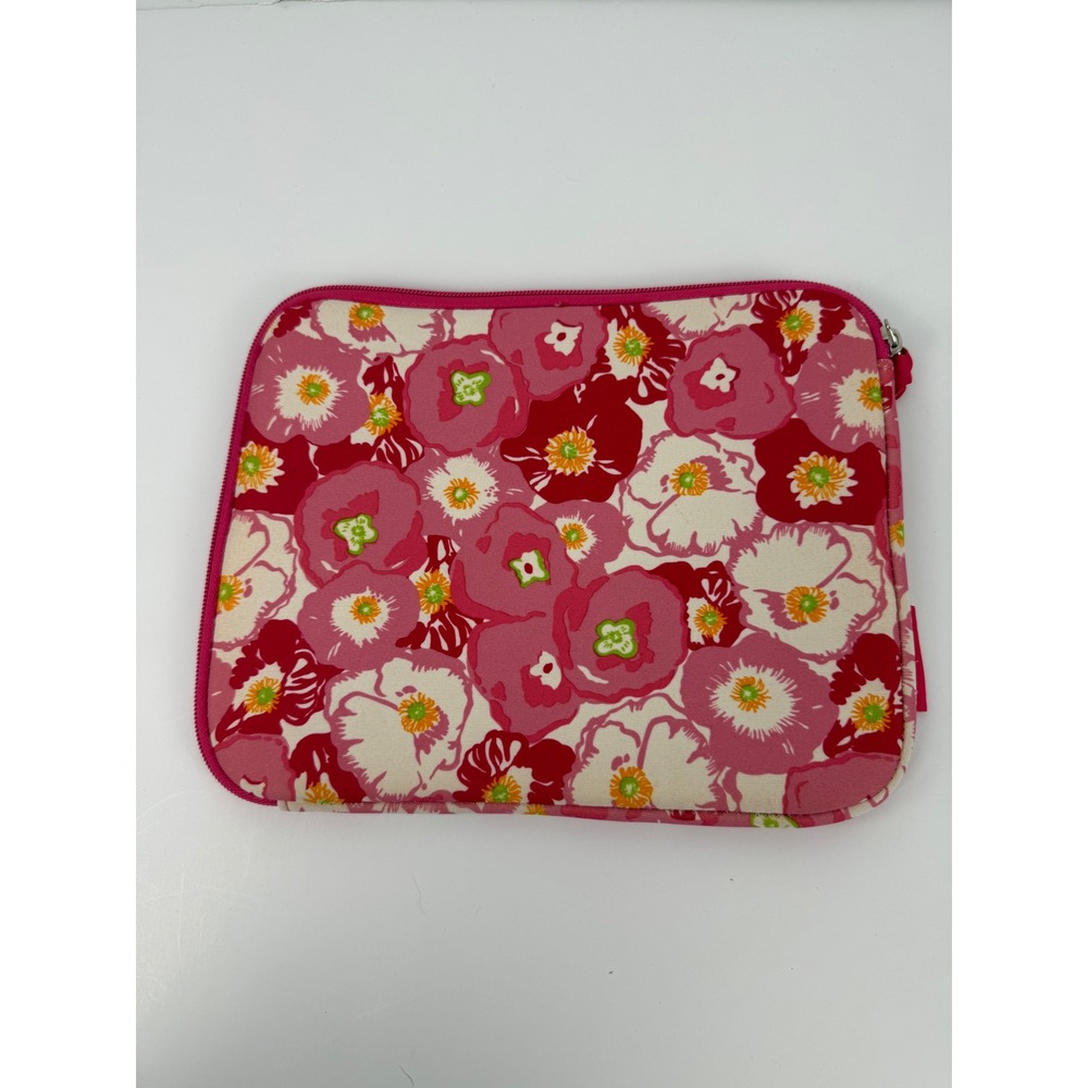 Lilly Pulitzer Pink Floral Neoprene Tablet Laptop Sleeve Case Pouch 10.5x8.25